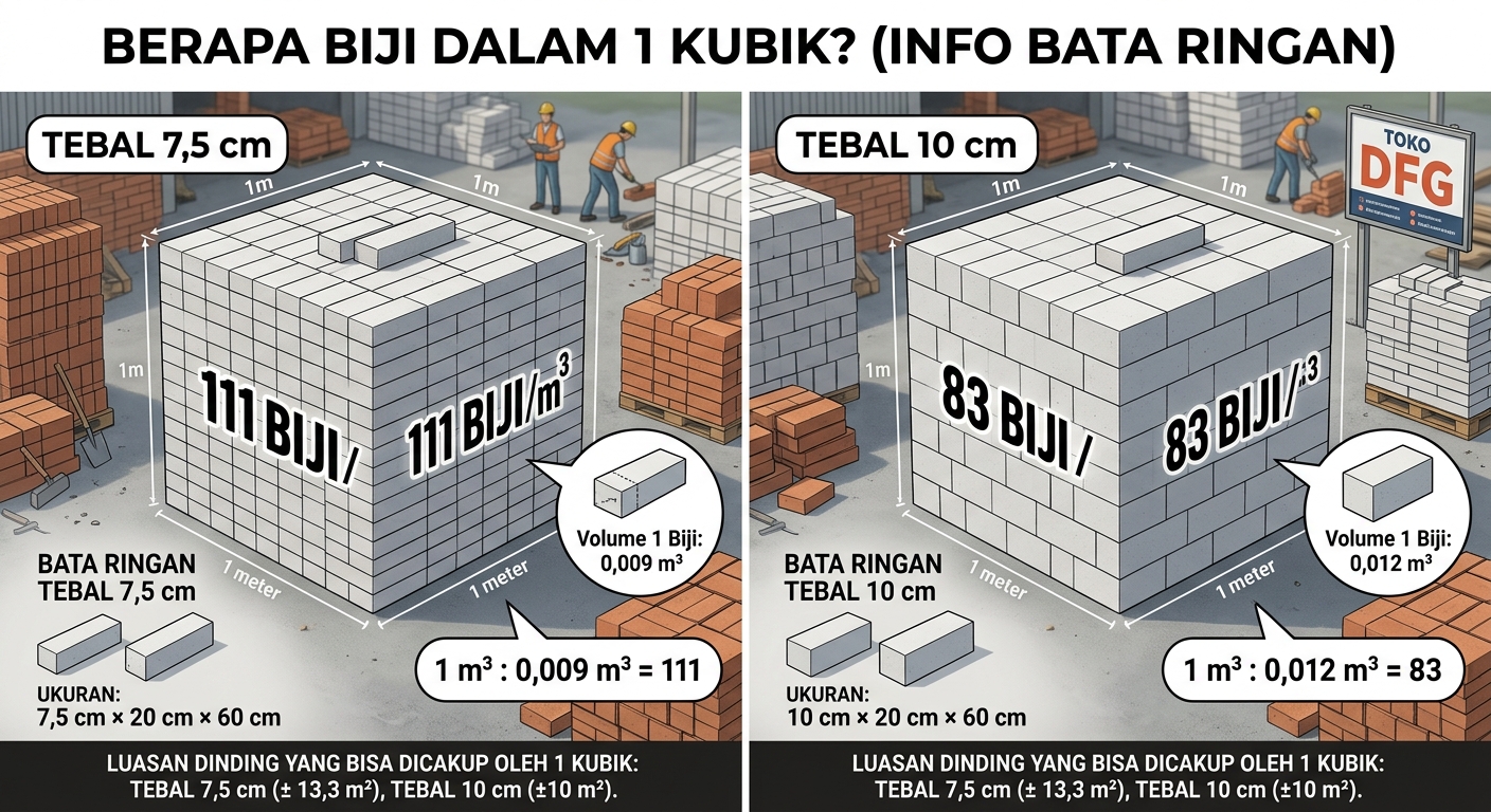 cara hitung 1 Kubik Bata Ringan